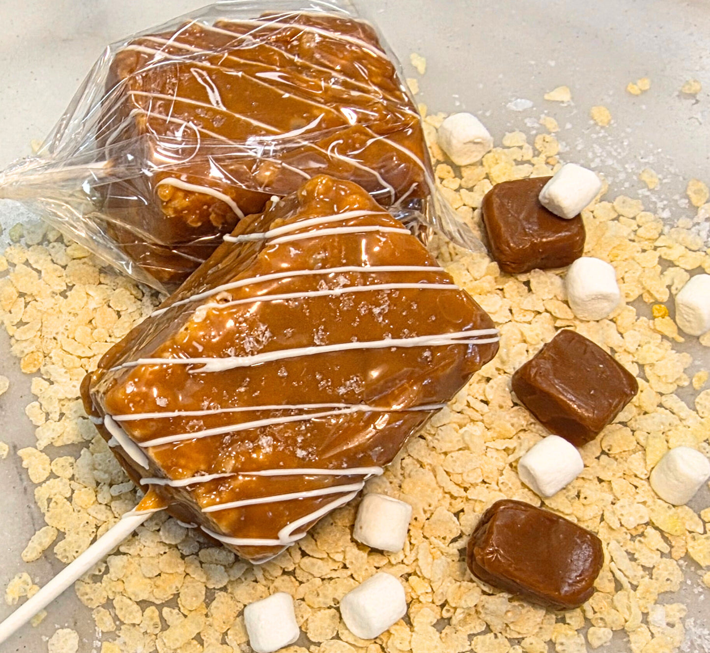 Giant Sea Salt Caramel Rice Krispy Treats