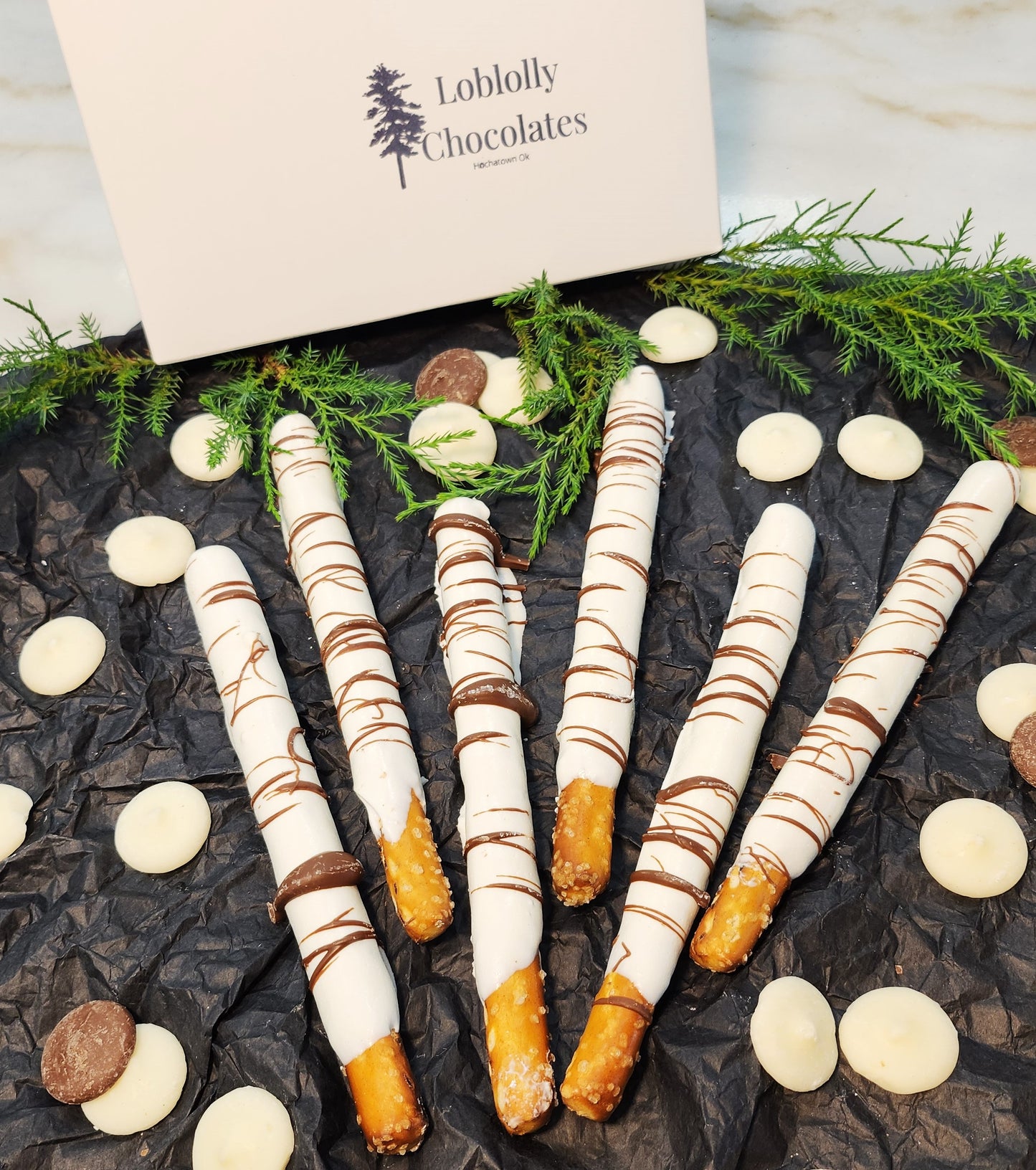 Chocolate-Covered Pretzel Rods – Dark, Milk or White - 12