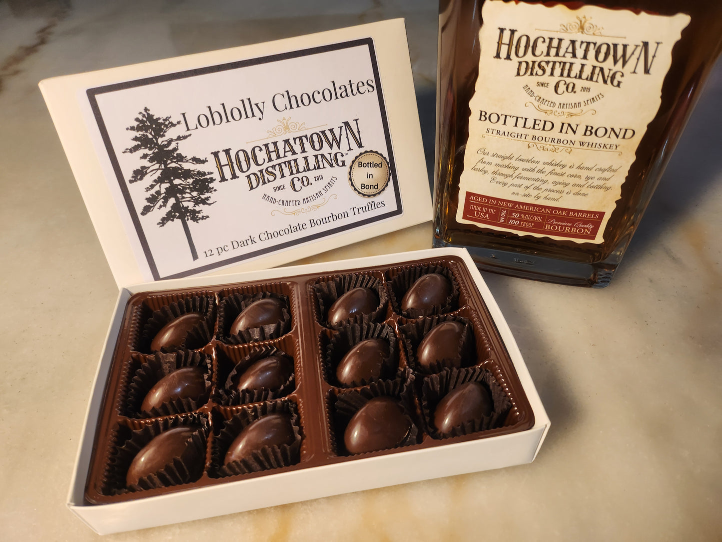 Bottled in Bond Bourbon Dark Chocolate Truffles - Crafted with Hochatown Distilling Bourbon