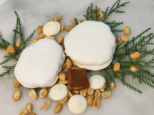 Yeti Paw - Whimsical Delight of Caramel & Peanut Patties covered in White Chocolate