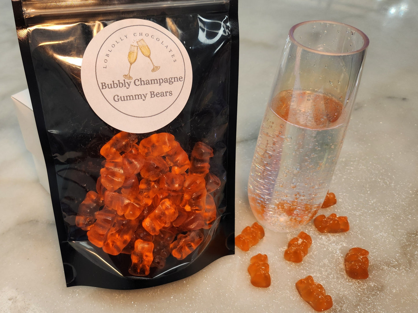 Bubbly Champagne Gummy Bears - A Sophisticated Playful Indulgence