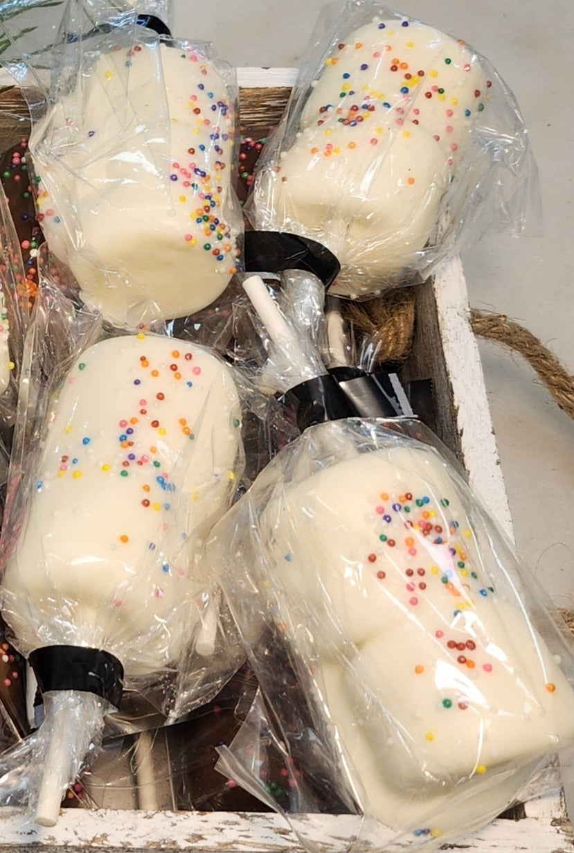 Marshmallow Pop - Chocolate & Sprinkle covered Marshmallow Goodness