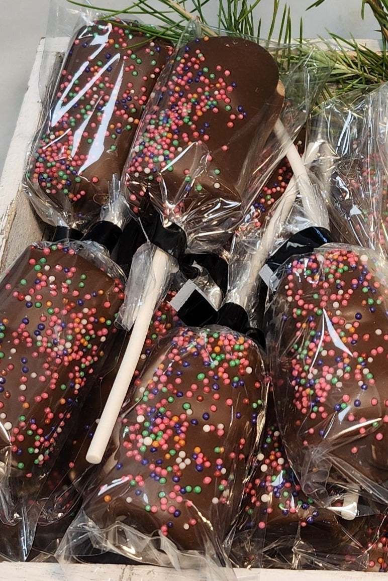 Marshmallow Pop - Chocolate & Sprinkle covered Marshmallow Goodness