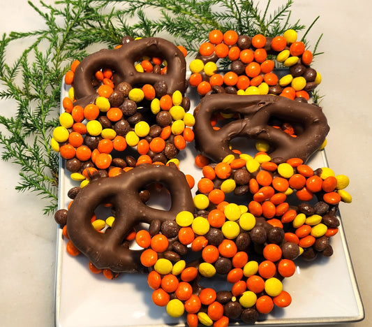 Milk Chocolate Dipped PretzelTwists with Reese's Pieces - 6