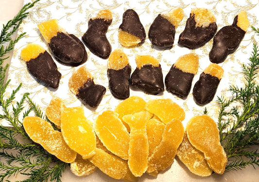 Chocolate Dipped Candied Ginger - A Spicy Good for You Indulgence