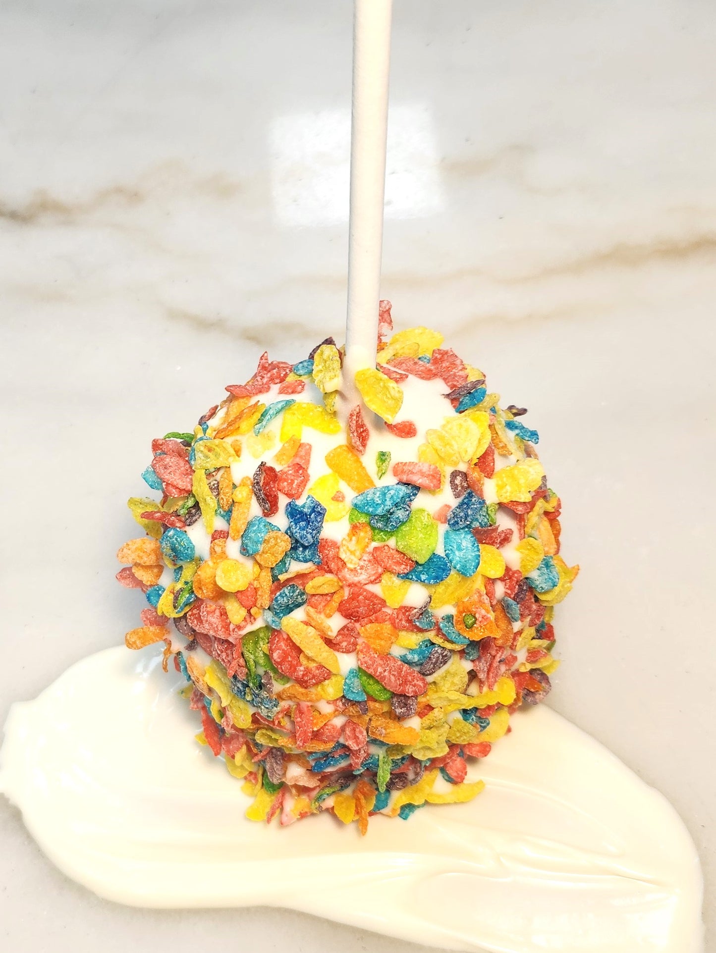 Fruity Pebble White Chocolate Caramel Apple - A Colorful Twist of Sweetness